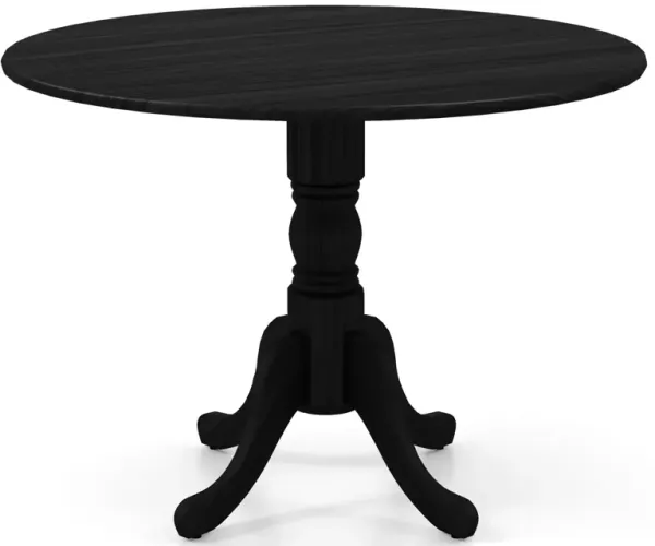 Wooden Dining Table with Round Tabletop and Curved Trestle Legs