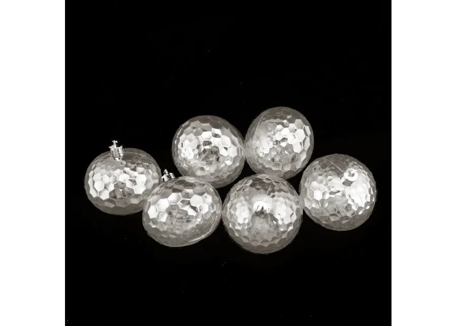 6ct Transparent Shatterproof Disco Ball Christmas Ornaments 2.5" (60mm)