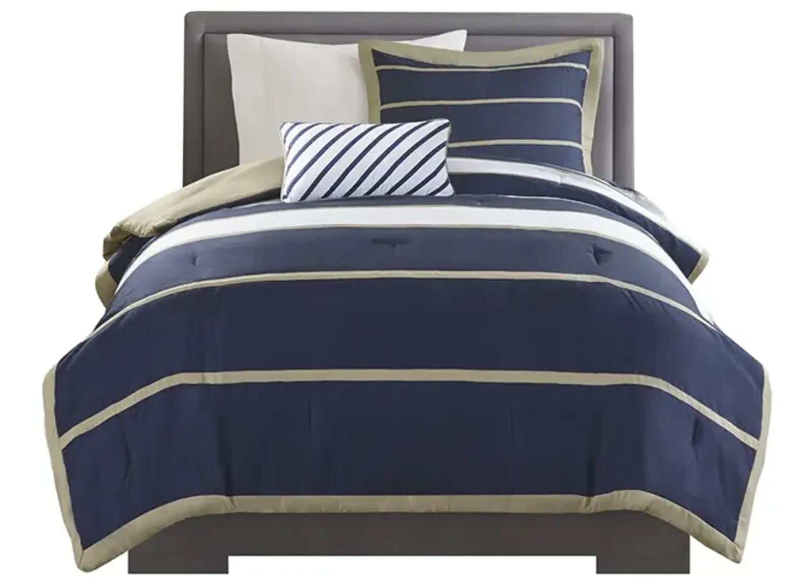 Gracie Mills Eudora 4-Piece Classic Stripes Comforter Set