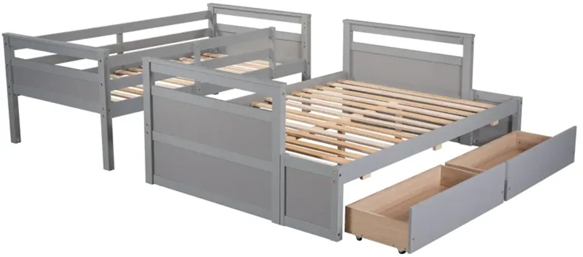 Merax Convertible Bunk Bed with 2 Storage Drawers