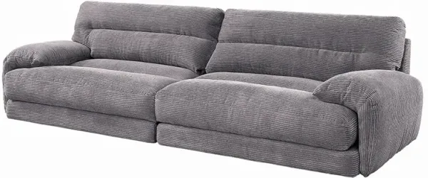 Enzo Sofa, Rolled Cushioned Armrests, Modern Gray Corduroy Upholstery - Benzara