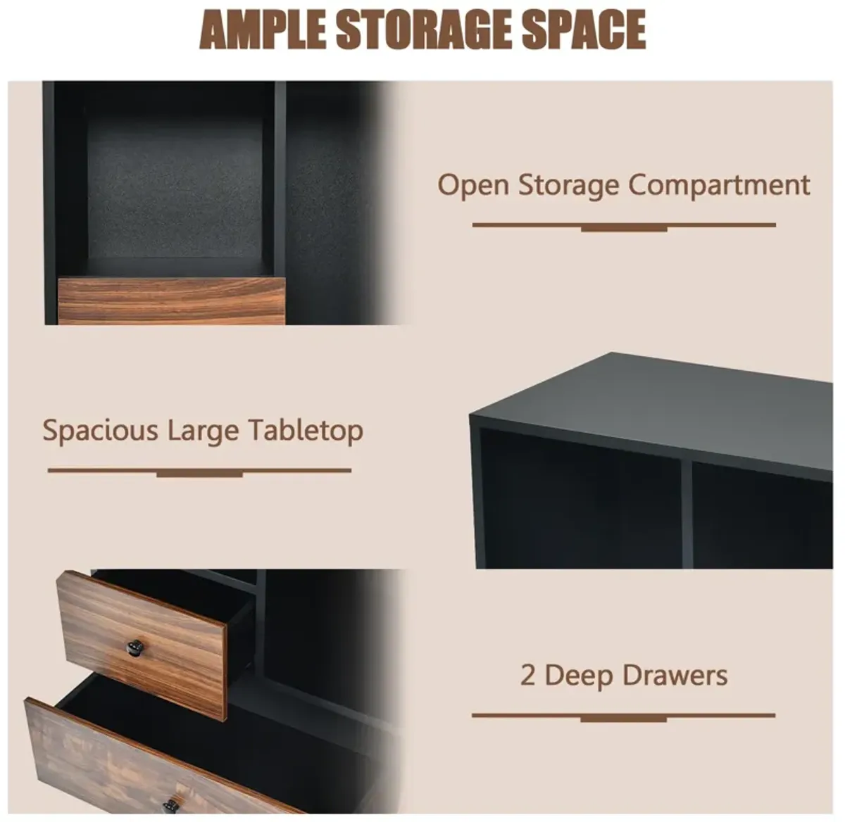 Mobile Filing Cabinet 2 Drawers with Open Shelves for Home and Office