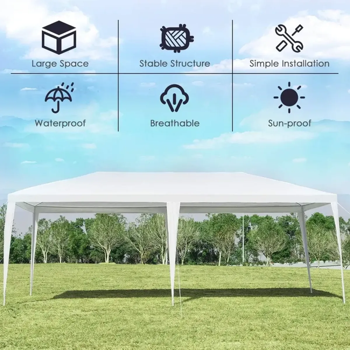 10 x 20 Feet Waterproof Canopy Tent with Tent Peg and Wind Rope