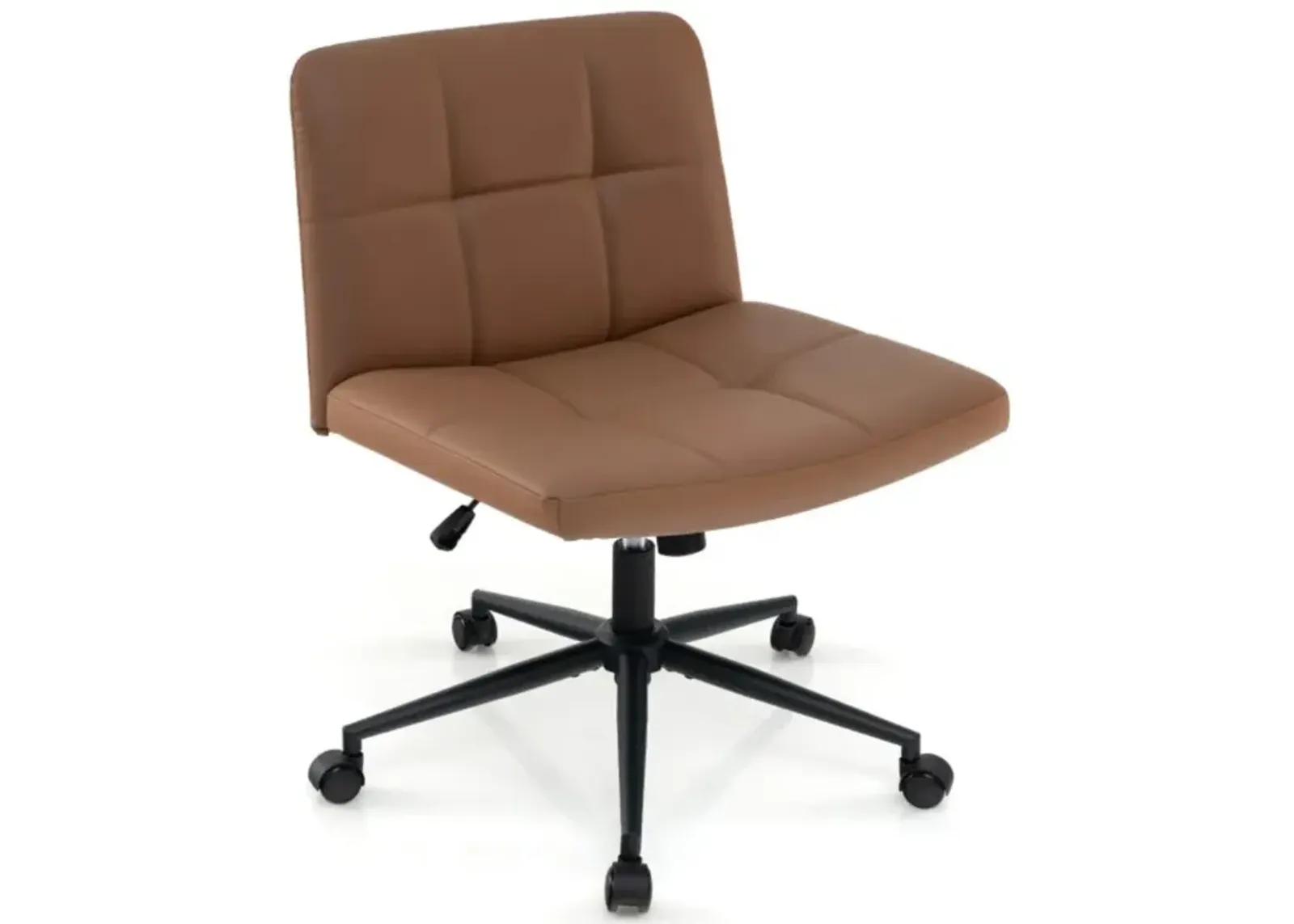 Height-Adjustable Armless Desk Chair with Wheels for Home Office or Vanity