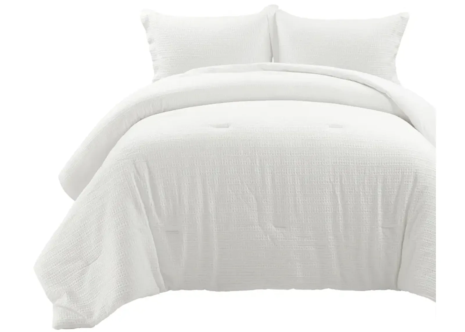 Haniya Solid Waffle Woven Cotton Textured Comforter 3-Pc Set