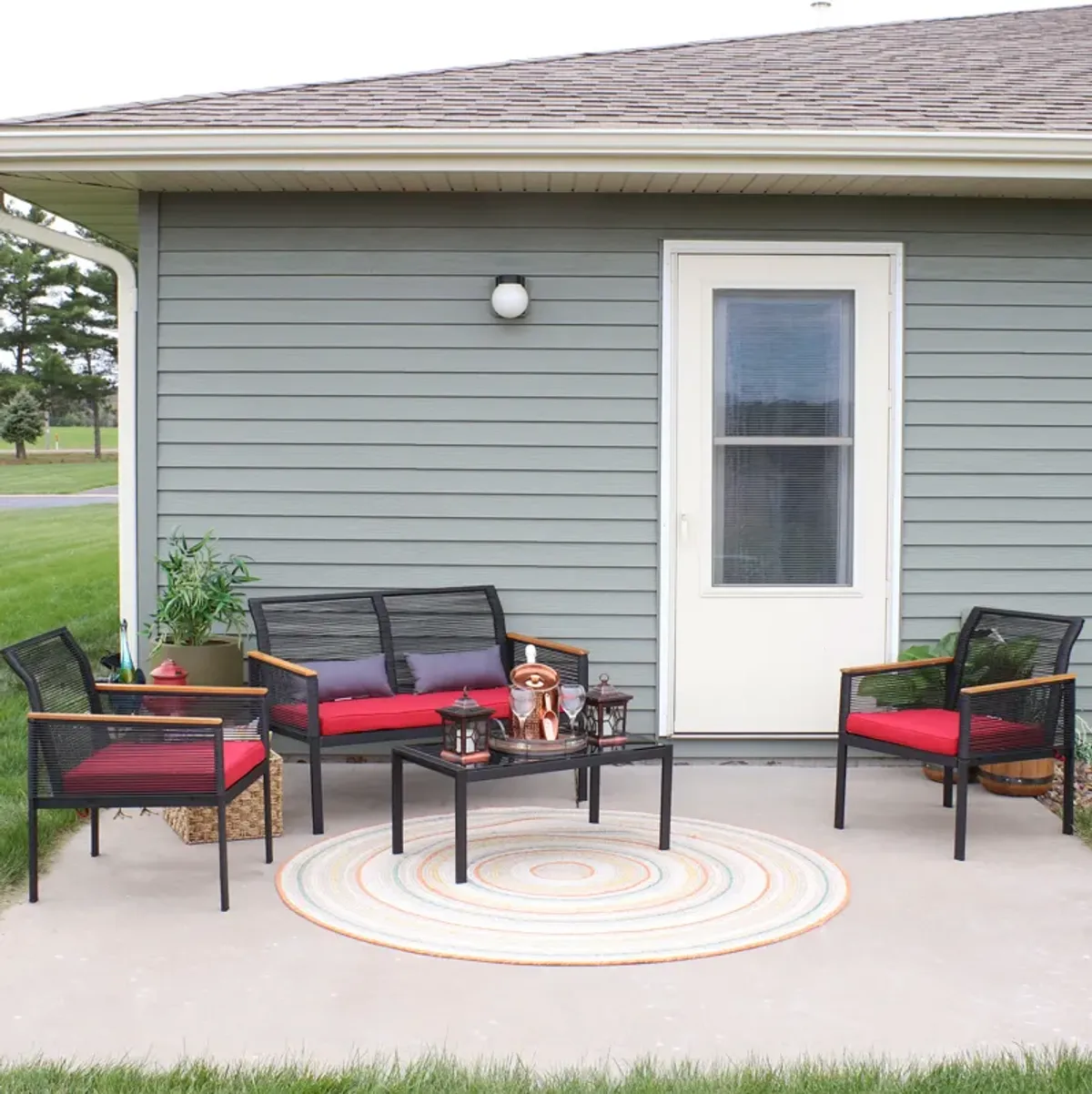 Sunnydaze Coachford Rattan 4-Piece Patio Furniture Set