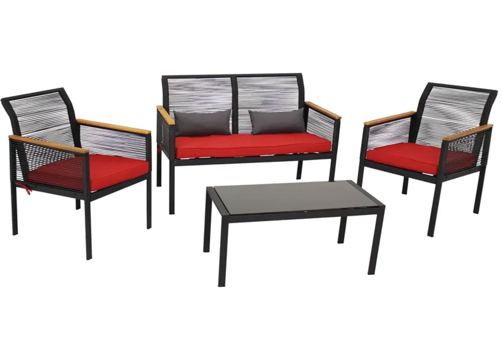 Sunnydaze Coachford Rattan 4-Piece Patio Furniture Set