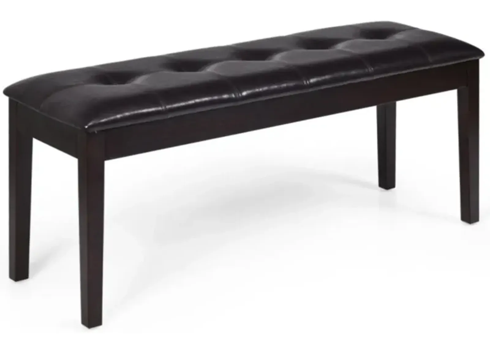 Hivvago Upholstered Dining Room PU Bench Solid Wood Button Tufted