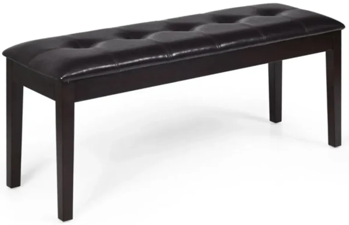 Hivvago Upholstered Dining Room PU Bench Solid Wood Button Tufted