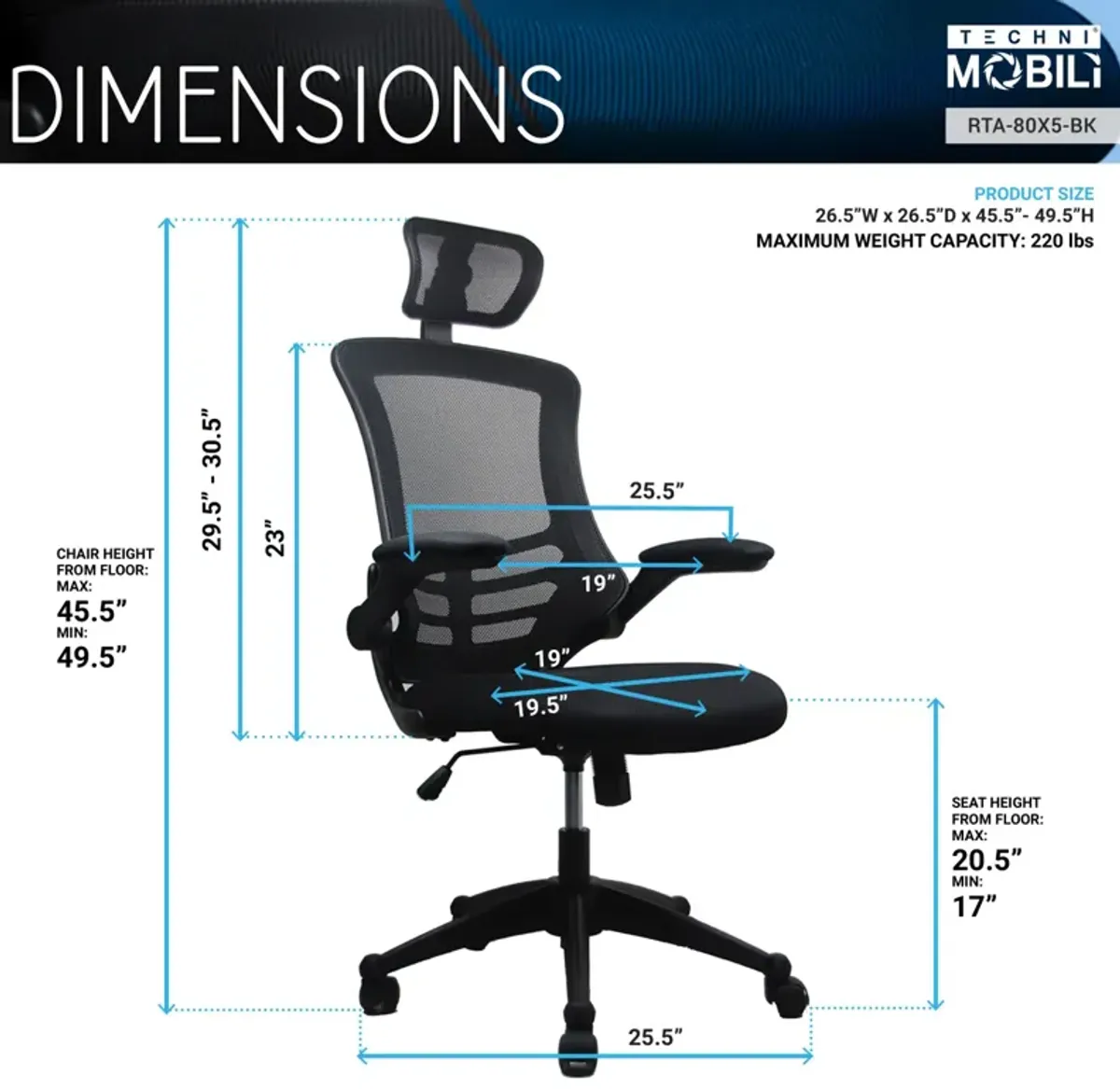 Modern High-Back Mesh Executive Office Chair With Headrest And Flip-Up Arms