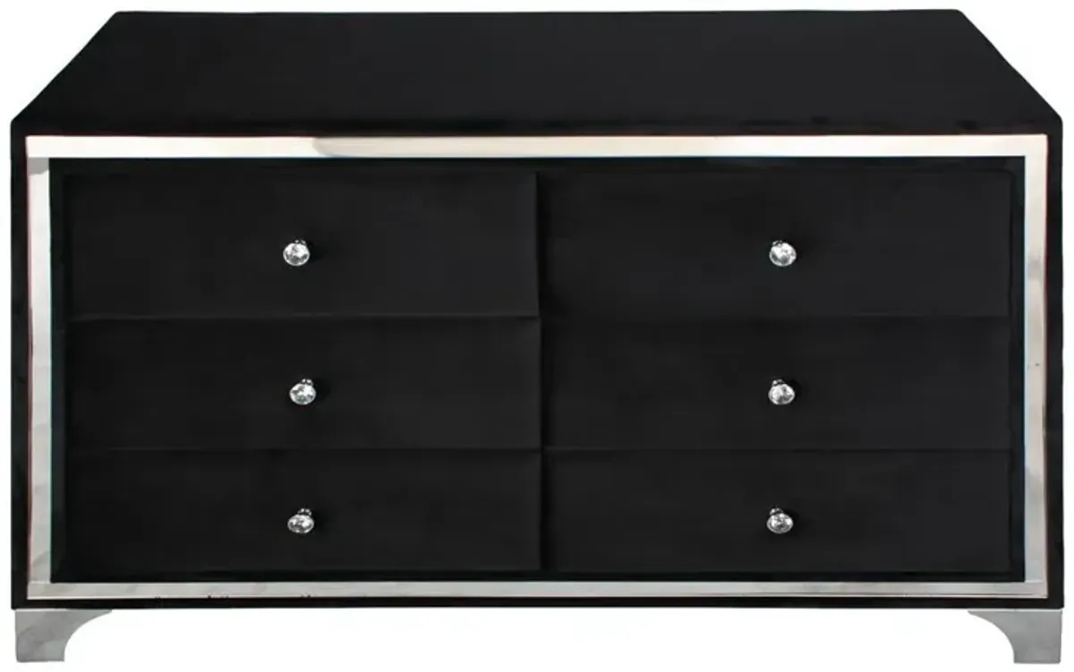 Better Home Products Monica Velvet Upholstered Double Dresser in Black