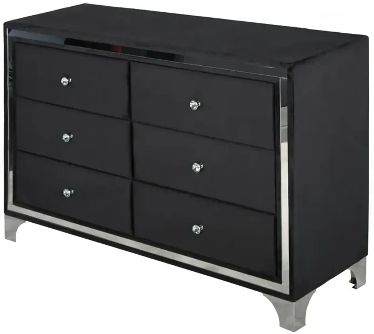 Better Home Products Monica Velvet Upholstered Double Dresser in Black