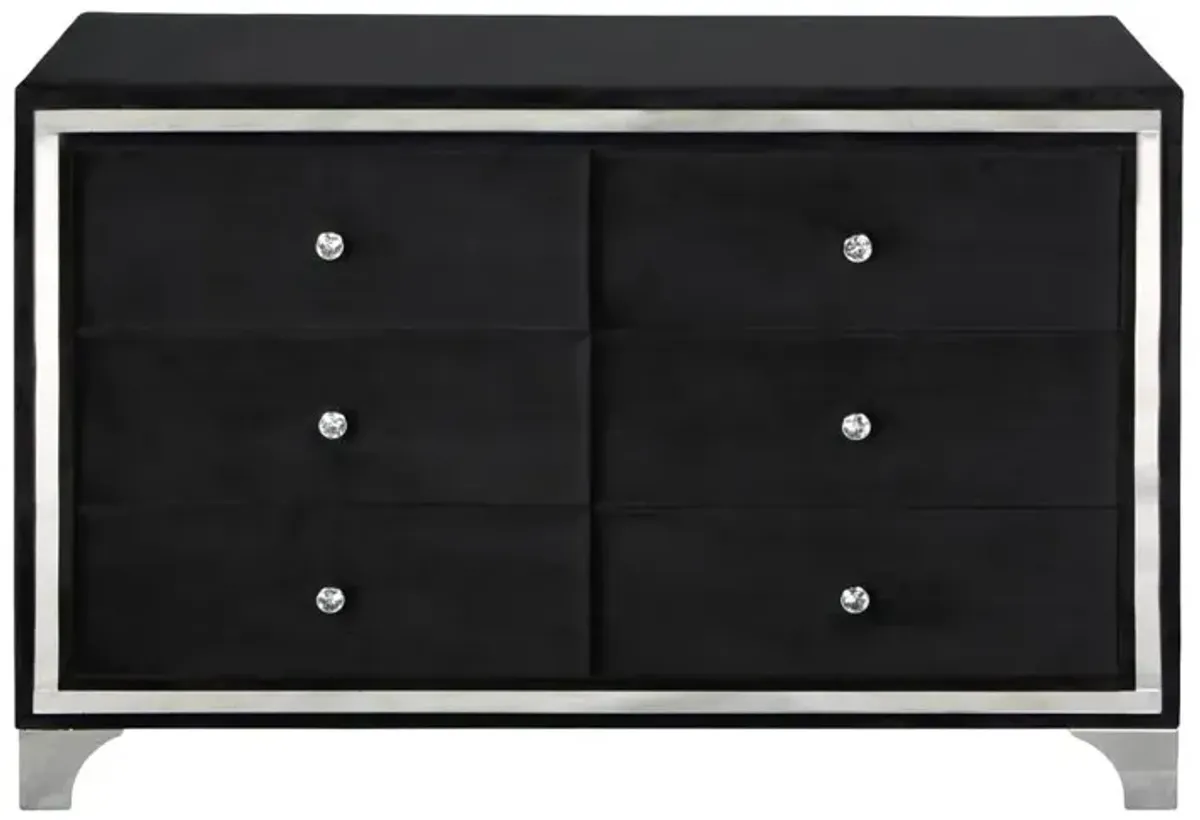 Better Home Products Monica Velvet Upholstered Double Dresser in Black