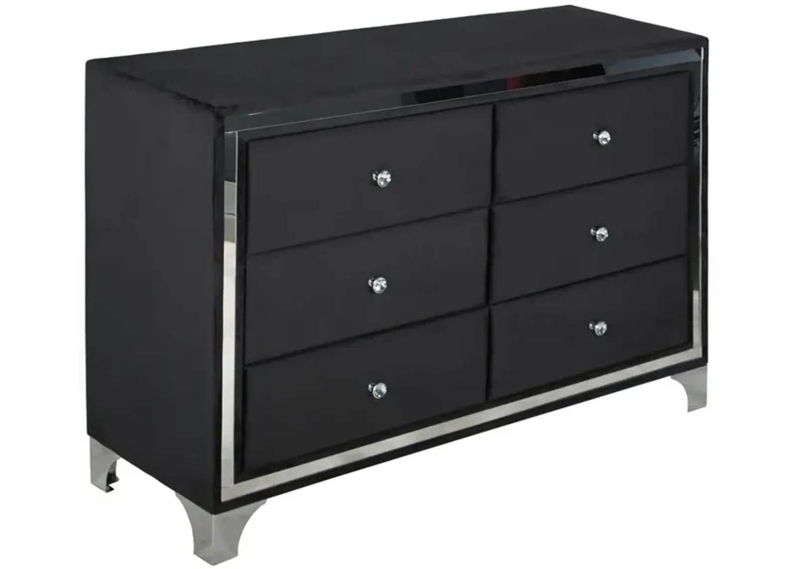 Better Home Products Monica Velvet Upholstered Double Dresser in Black