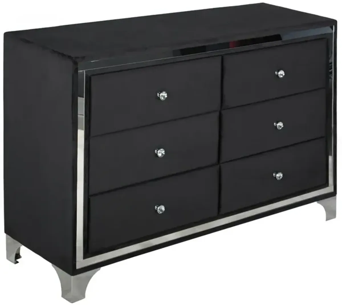 Better Home Products Monica Velvet Upholstered Double Dresser in Black