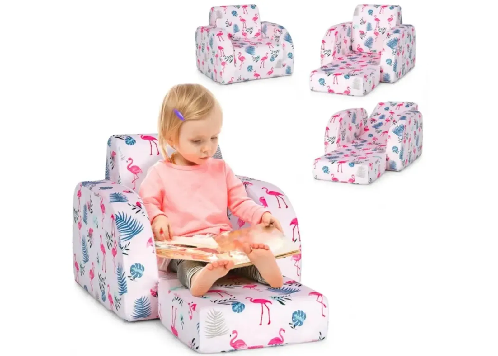 Hivvago 3-in-1 Convertible Kid Sofa Bed Flip-Out Chair Lounger for Toddler