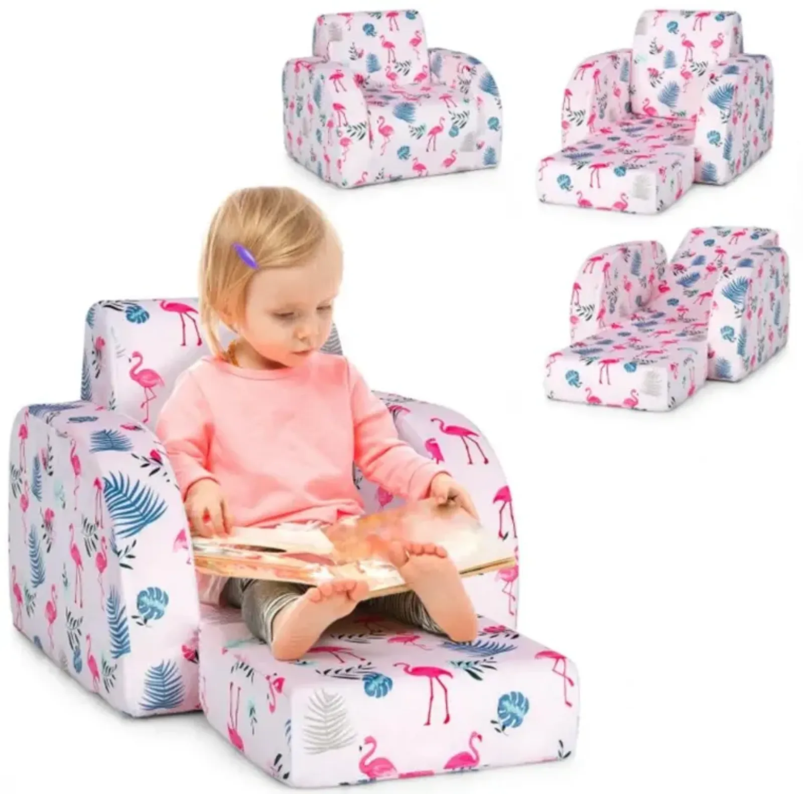 Hivvago 3-in-1 Convertible Kid Sofa Bed Flip-Out Chair Lounger for Toddler