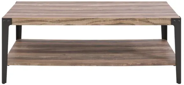 Modern Industrial Coffee Table in Distressed Wood Finish with Metal