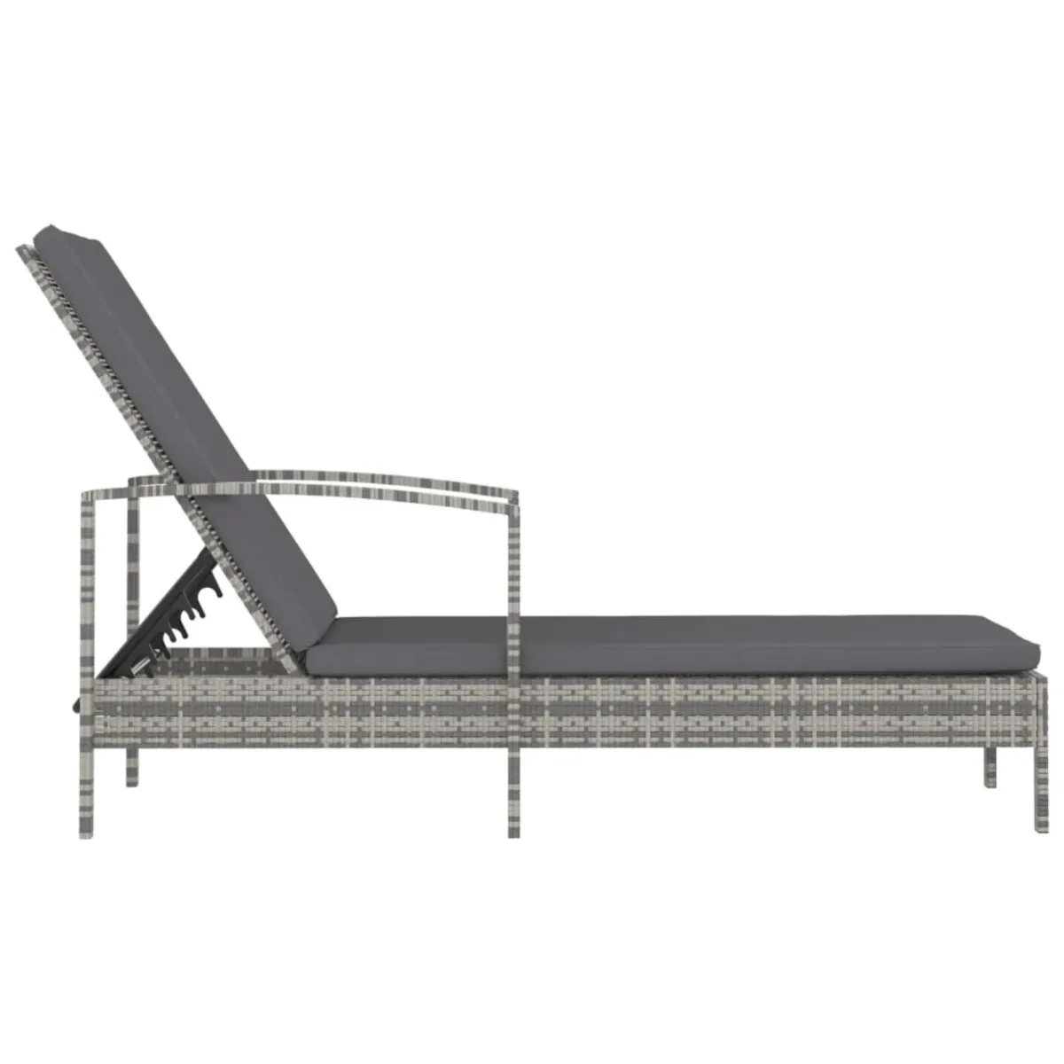 vidaXL Sun Lounger with Armrests Poly Rattan Gray