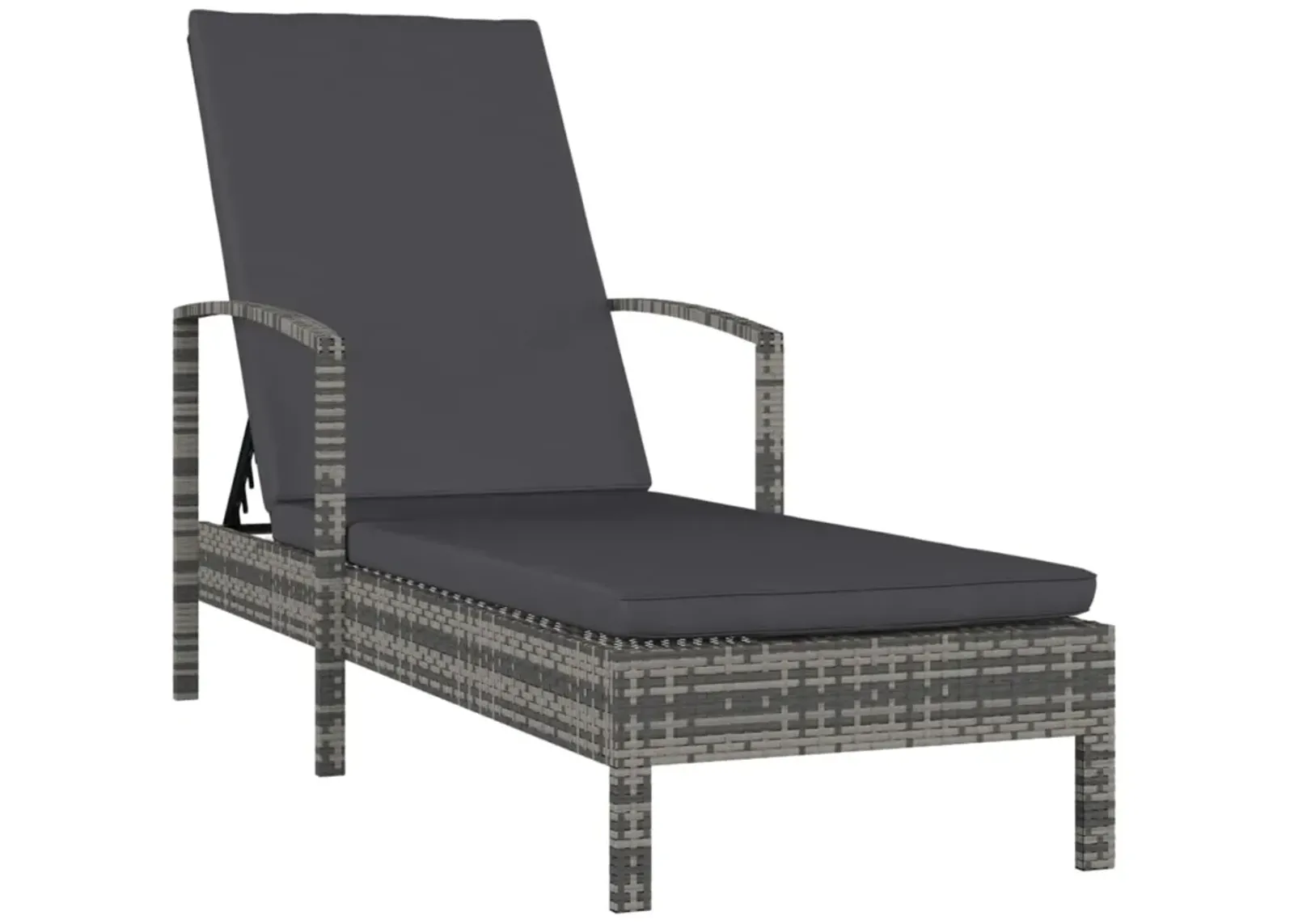 vidaXL Sun Lounger with Armrests Poly Rattan Gray