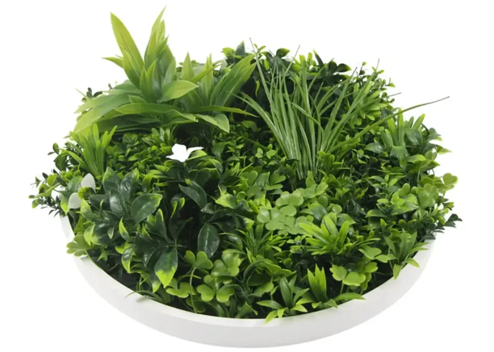 Luxury Artificial Green Wall Plant Wall Circle 30" White Frame UV Resistant