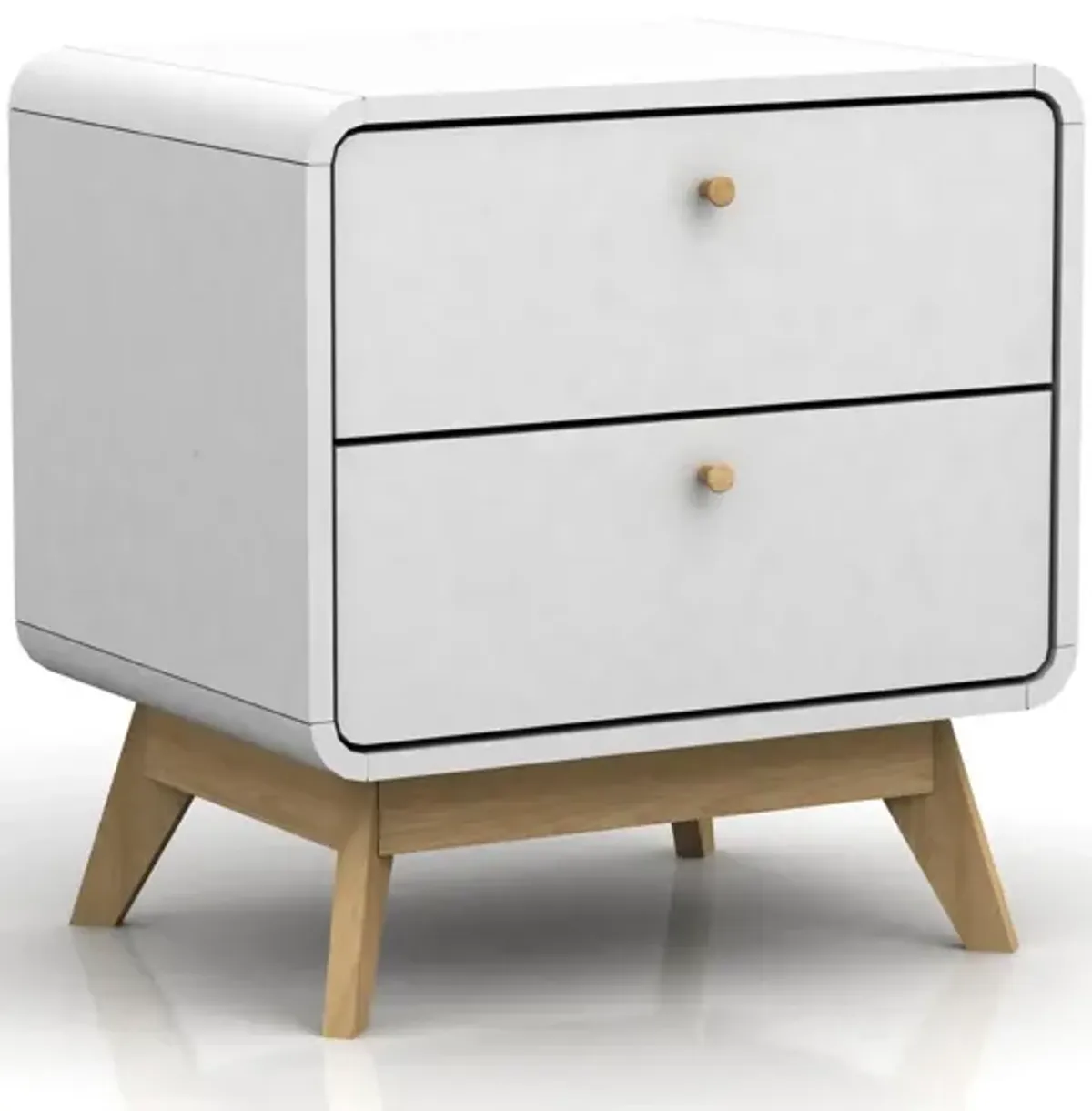 Ren Home Leva Scandinavian 2 Drawer Curved Nightstand