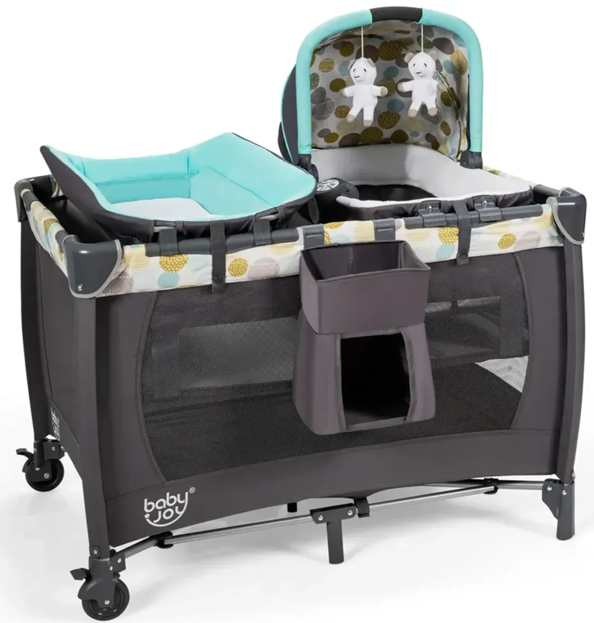 4-in-1 Convertible Portable Baby Playard Newborn Napper with Music and Toys
