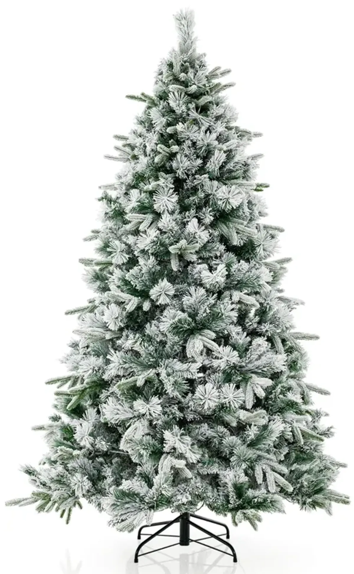 Flocked Christmas Tree with 250 Warm White LED Lights and 752 Mixed Branch Tips