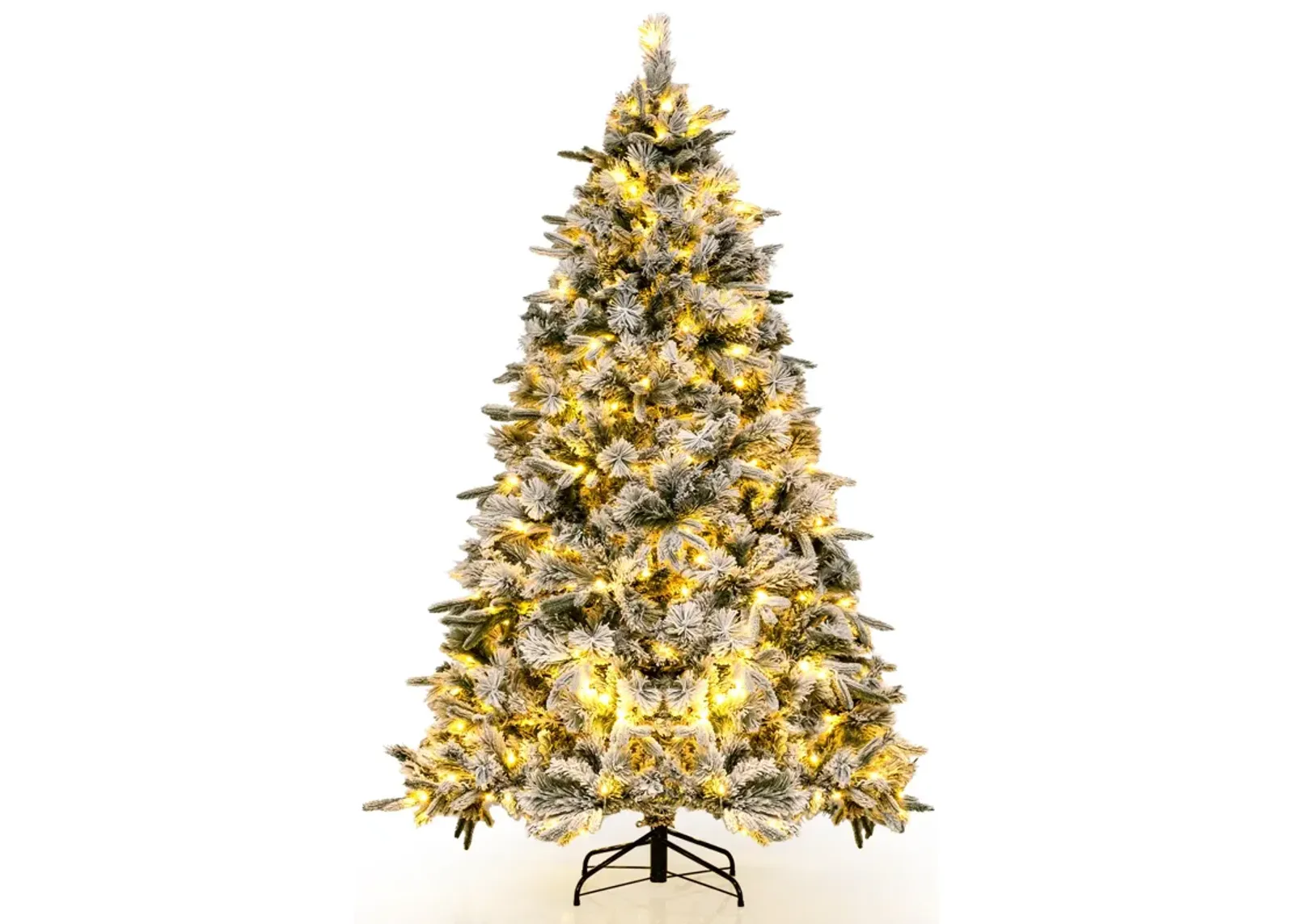 Flocked Christmas Tree with 250 Warm White LED Lights and 752 Mixed Branch Tips