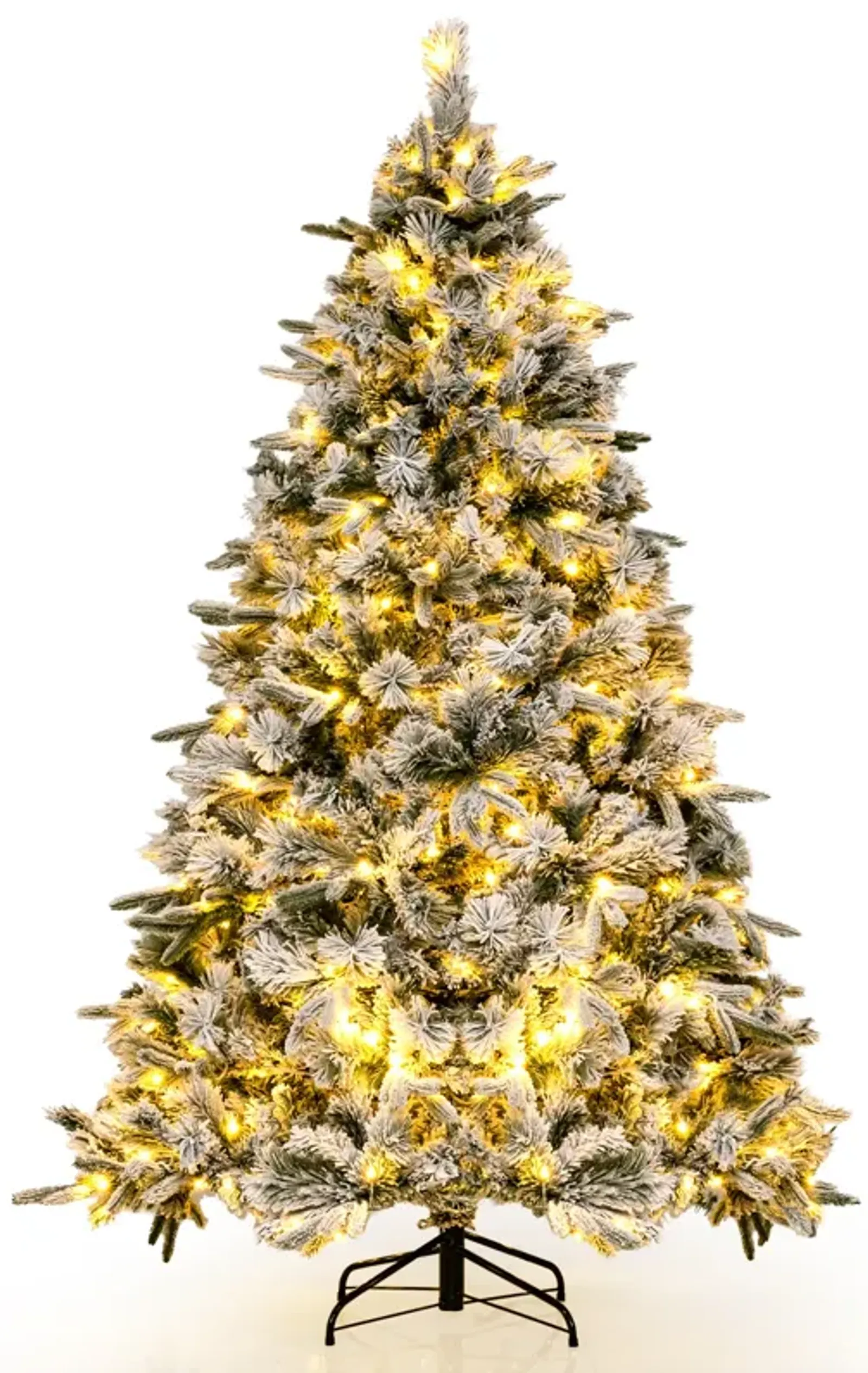 Flocked Christmas Tree with 250 Warm White LED Lights and 752 Mixed Branch Tips