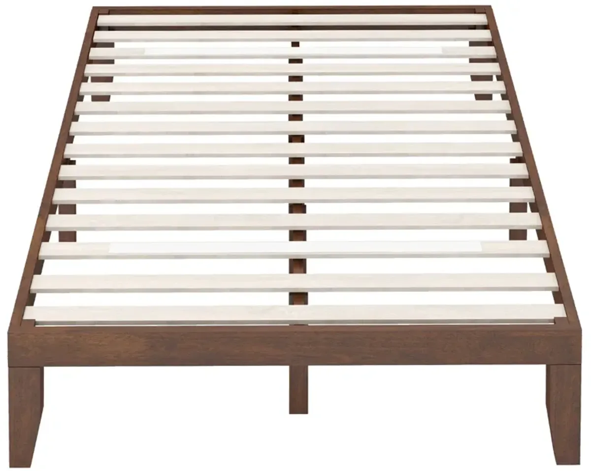 14 Inch Full Size Wood Platform Bed Frame with Wood Slat Support