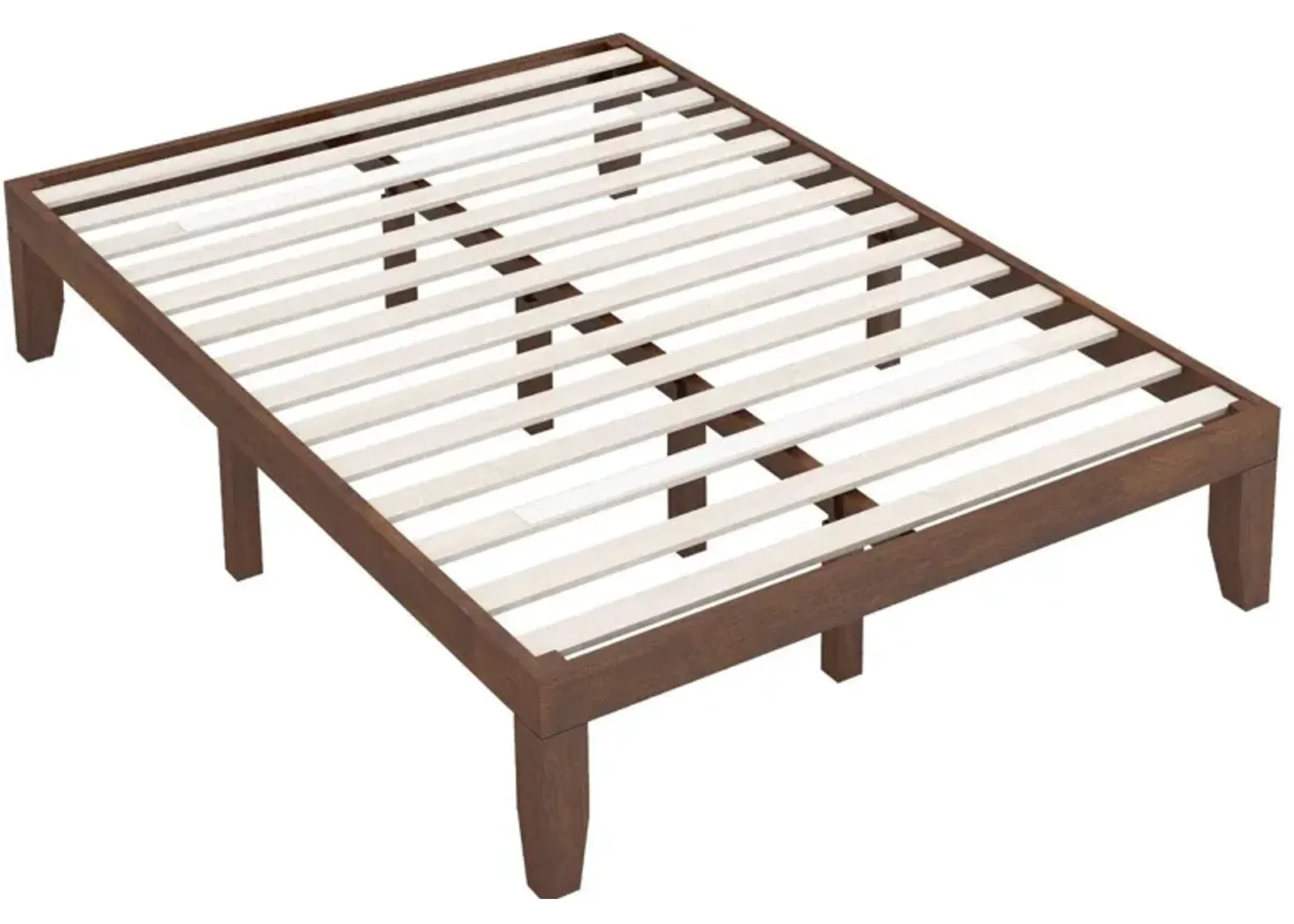 14 Inch Full Size Wood Platform Bed Frame with Wood Slat Support