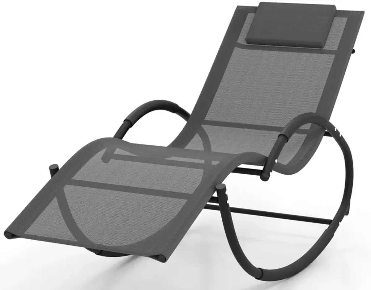 Outdoor Rocking Lounge Chair with Removable Headrest