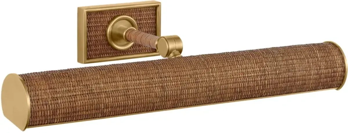 Halwell 18" Picture Light in Brass and Natural Woven Rattan