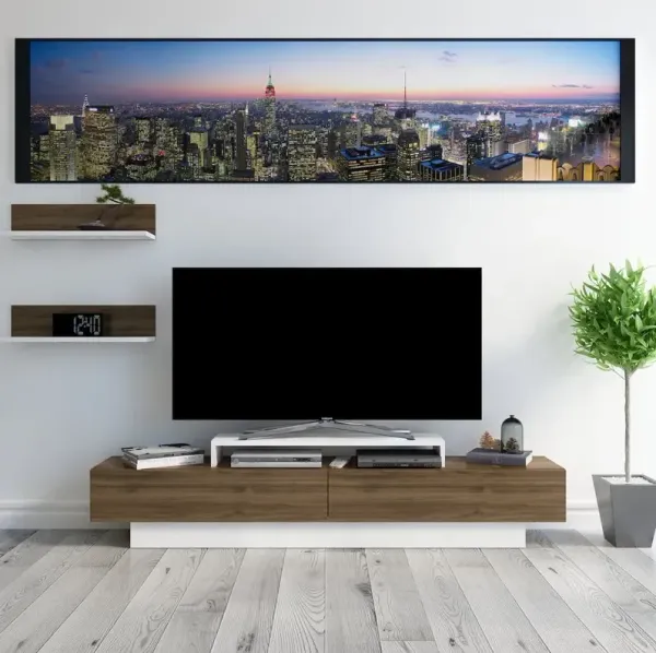 Decorotika Lusi Tv Stand White&Walnut