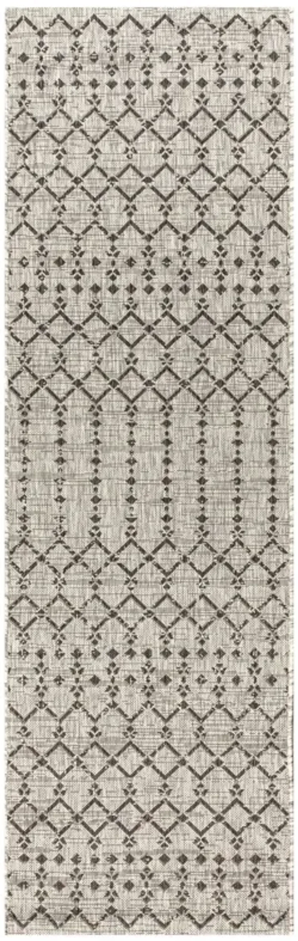 Ourika Moroccan Geometric Textured Weave Indoor/Outdoor Runner Rug