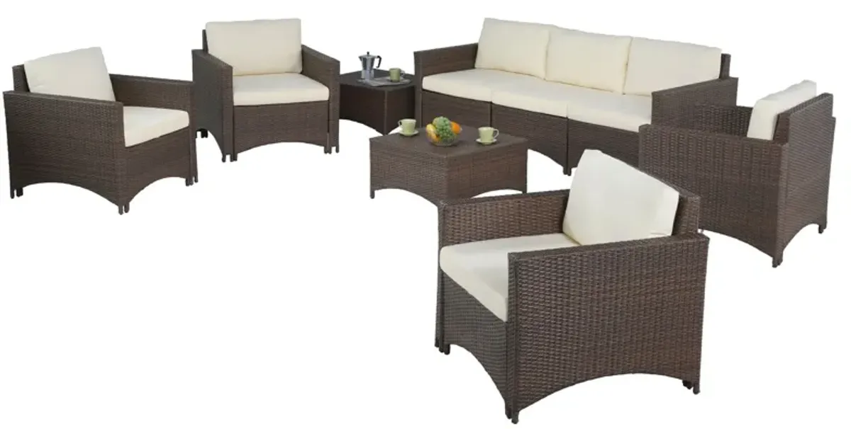 Studio Shine Collection 3-seater sofa, 4 Armchairs and 2 coffee tables conversation set