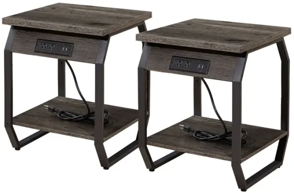 Streamdale Charging Side Tables (Set of 2) with USB & Outlets