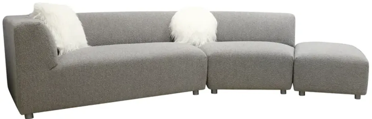 Pasargad Home Portfino Modern Sectional Sofa with 2 Fur Pillow