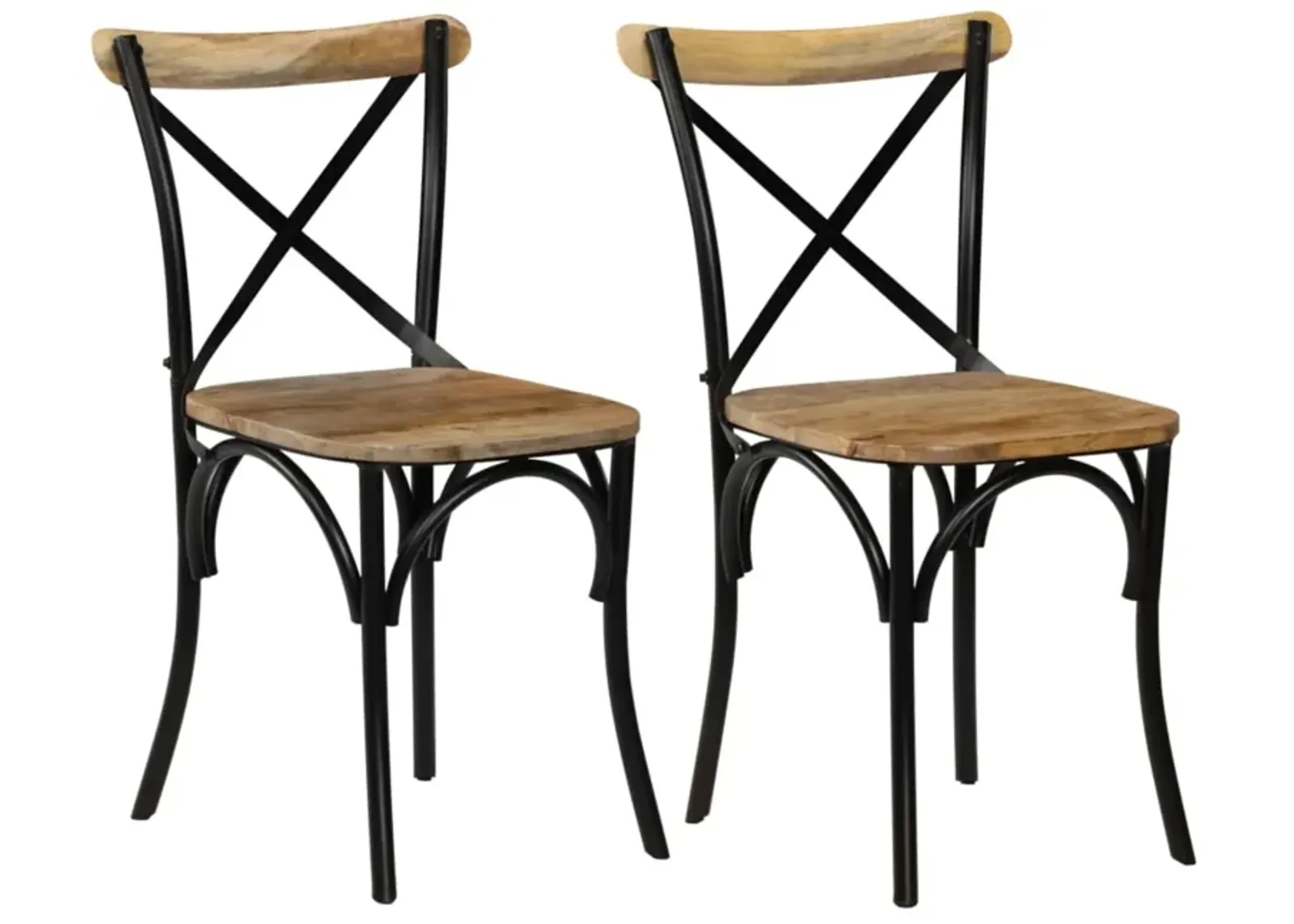 vidaXL Cross Chairs 2 pcs Black Solid Mango Wood