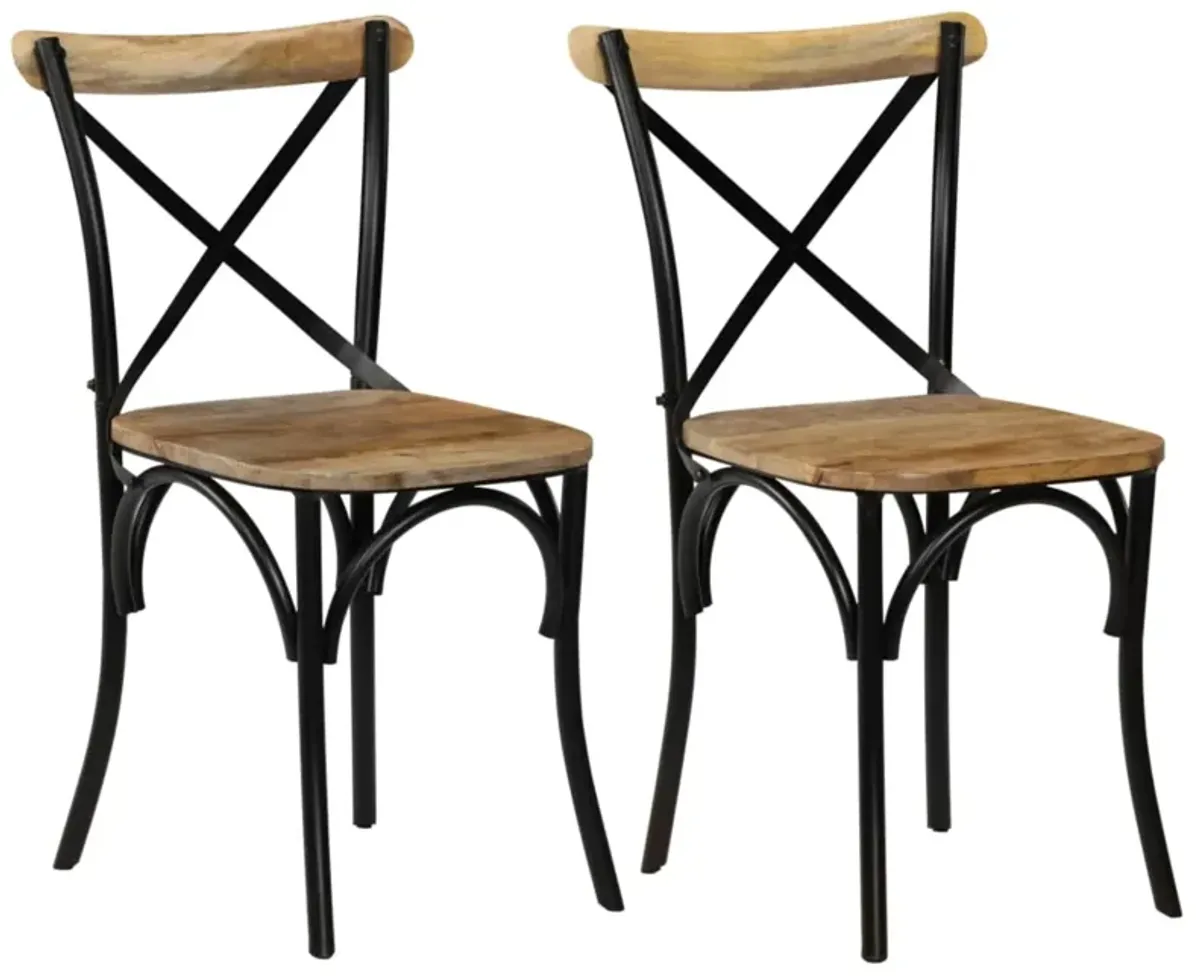 vidaXL Cross Chairs 2 pcs Black Solid Mango Wood