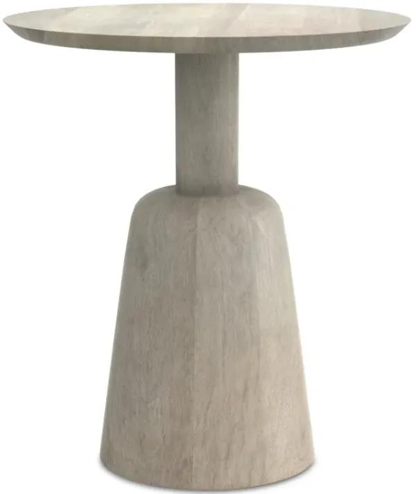 Finchley SOLID MANGO WOOD 18 inch Wide Round Contemporary Side Table in White Wash, Fully Assembled