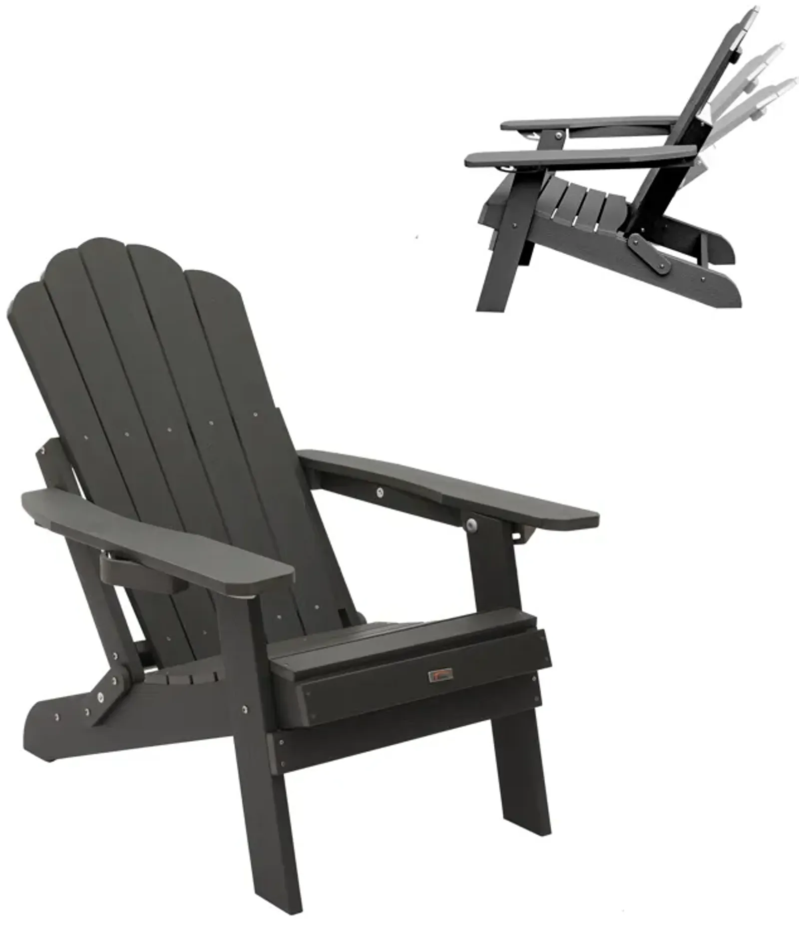 MONDAWE  Outdoor Adjustable Adirondack Chair with Cup Holder Gray