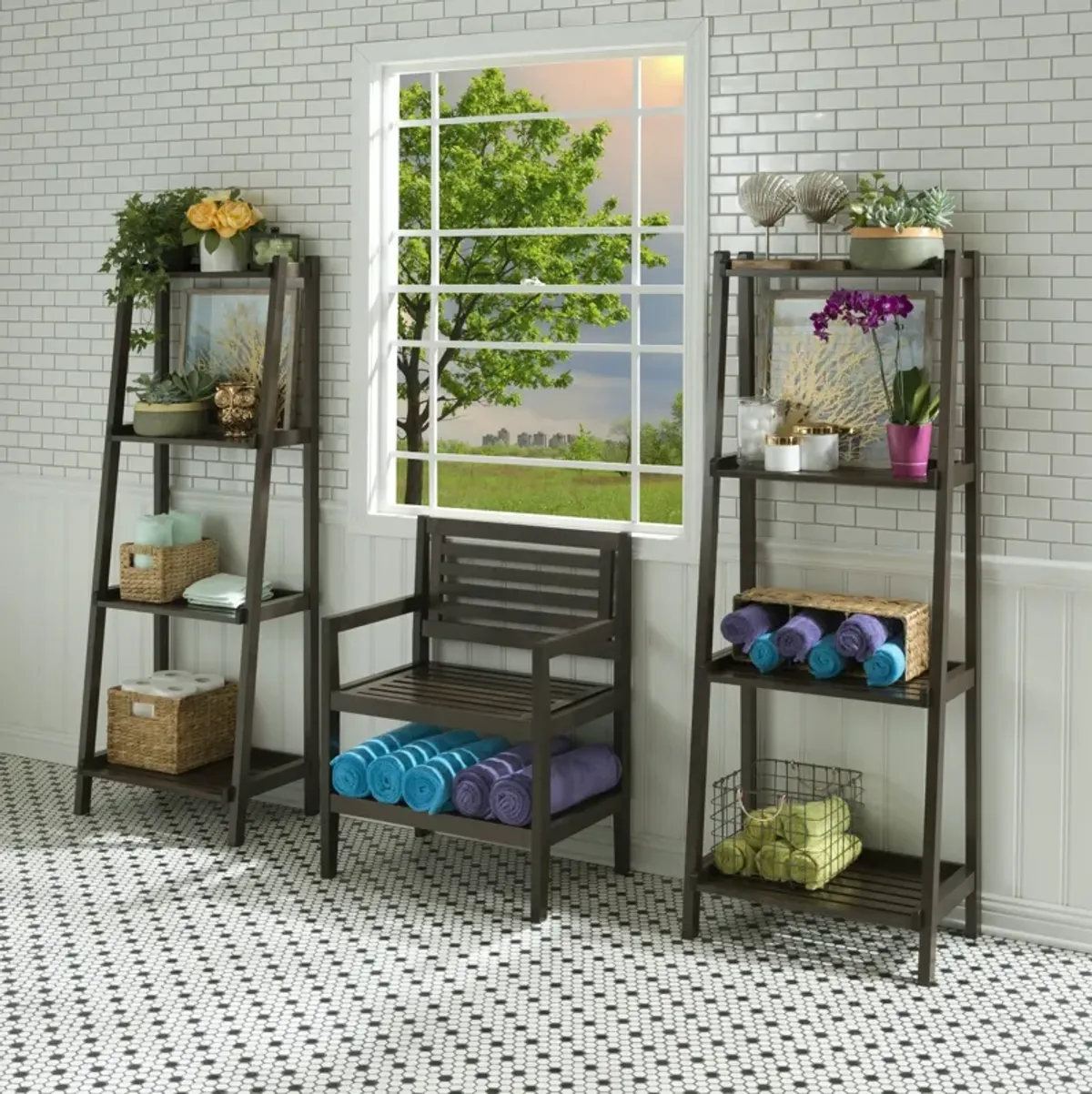 Homezia 60" Ladder Bookcase With 4 Shelves