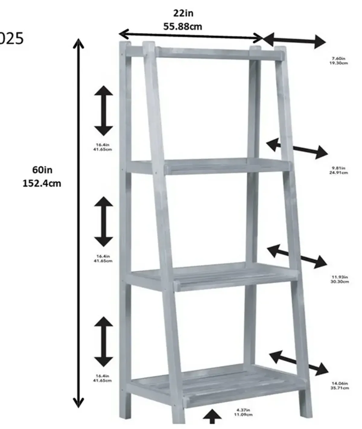 Homezia 60" Ladder Bookcase With 4 Shelves