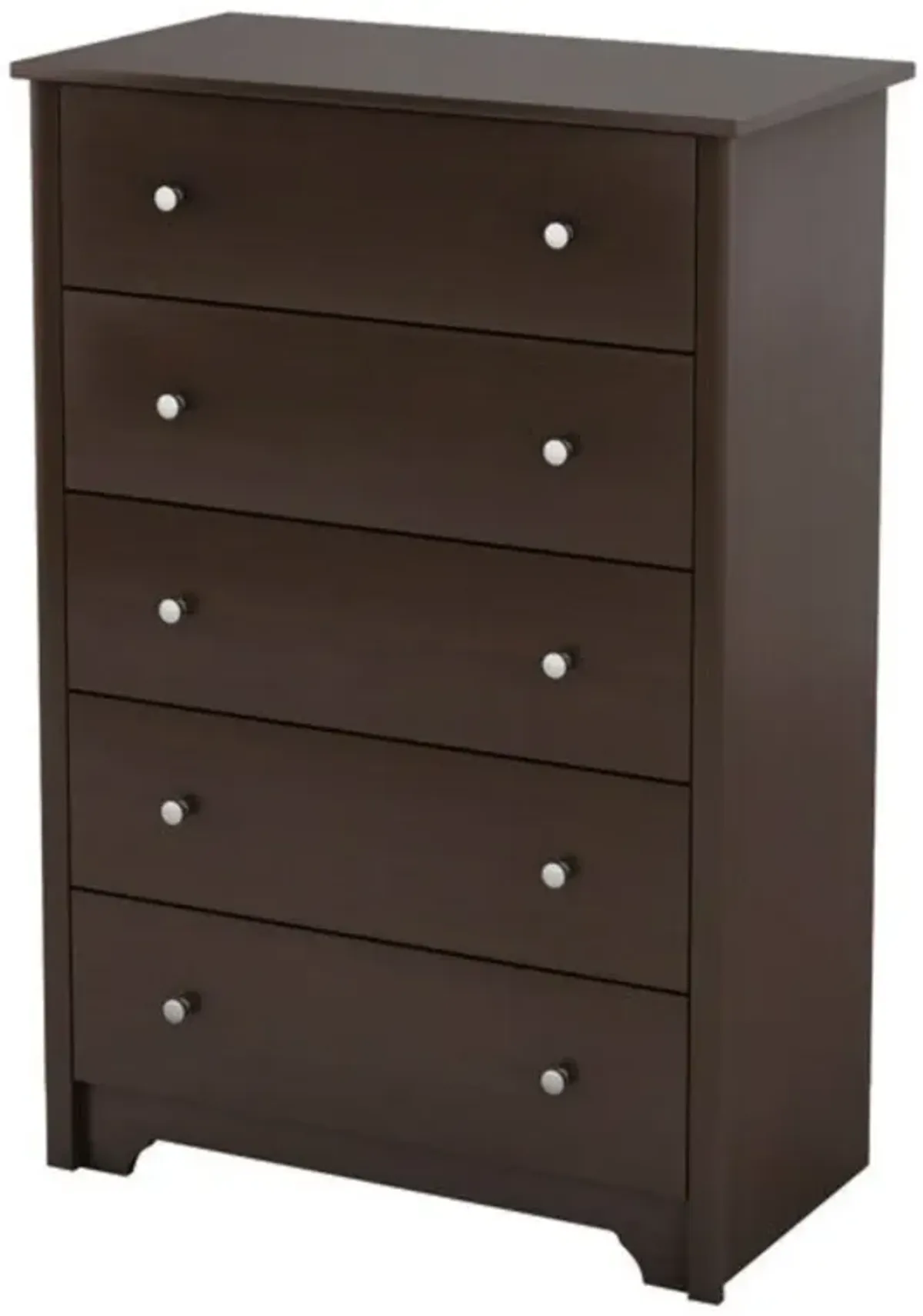 Hivvago Dark Brown Chocolate Wood Finish 5-Drawer Bedroom Chest of Drawers