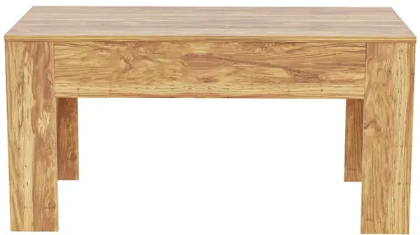 FUFU&GAGA Modern Wood Grain Coffee Table with Hidden Storage Compartment, L-Shaped Legs, Textured Finish, (31.5 in. W x 15.7 in. D x 28.7 in. H), Natural Wood