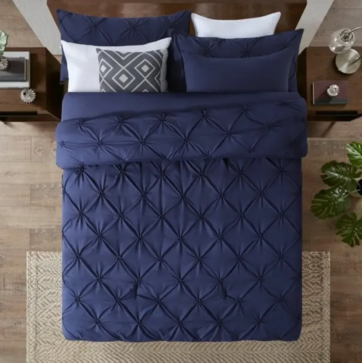 Soft Microfiber Comforter Set – Pleated Reversible 3-Piece Bed Ensemble