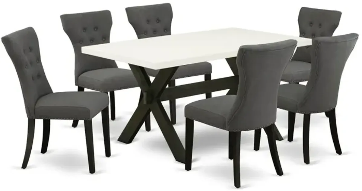 East West Furniture X626Ga650-7 - 7-Piece Modern Dining Table Set - 6 Kitchen Parson Chairs and a Rectangular a Rectangular Table Solid Wood Frame