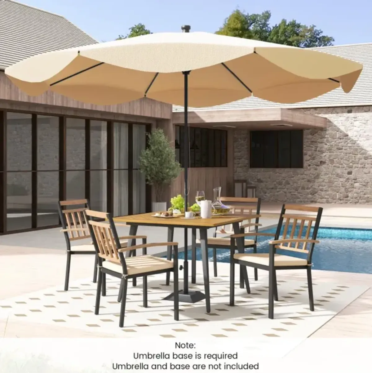 Hivvago 5 Pieces Patio Dining Set with Cushions and 1.9 inches Umbrella Hole